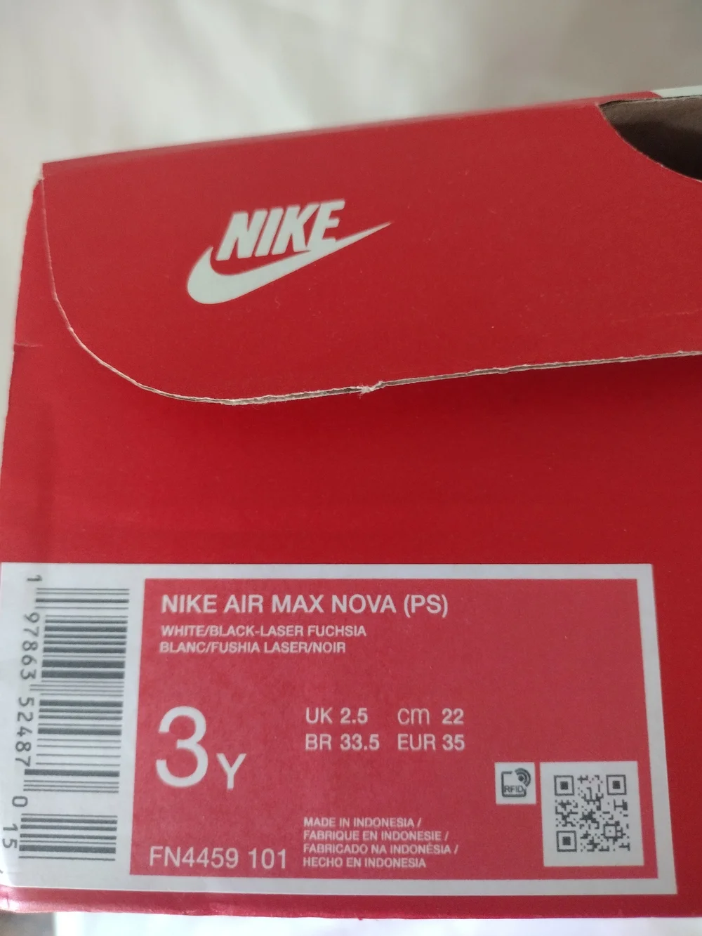 Nike Kids Pink and White Velcro Athletic Sneakers